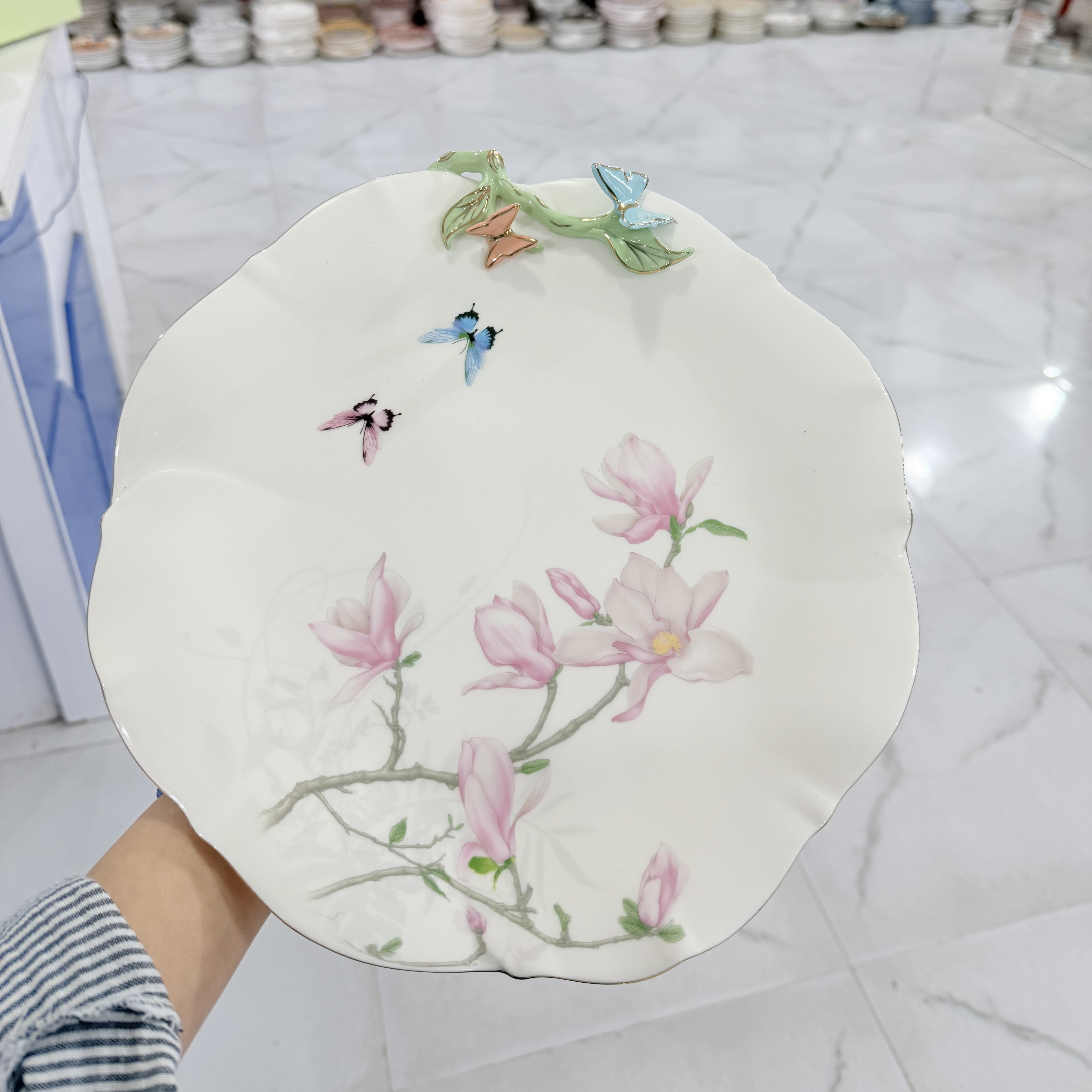 ست سه عددی بشقاب طرح پروانه برجسته آنجلا BRD103