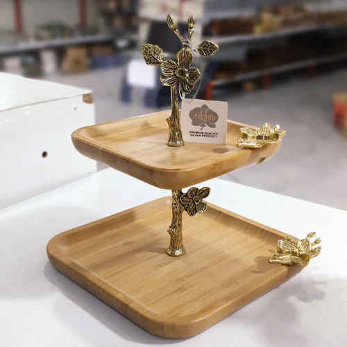 شیرینی خوری دو طبقه مربع کوچک بامبو آلپن برگ