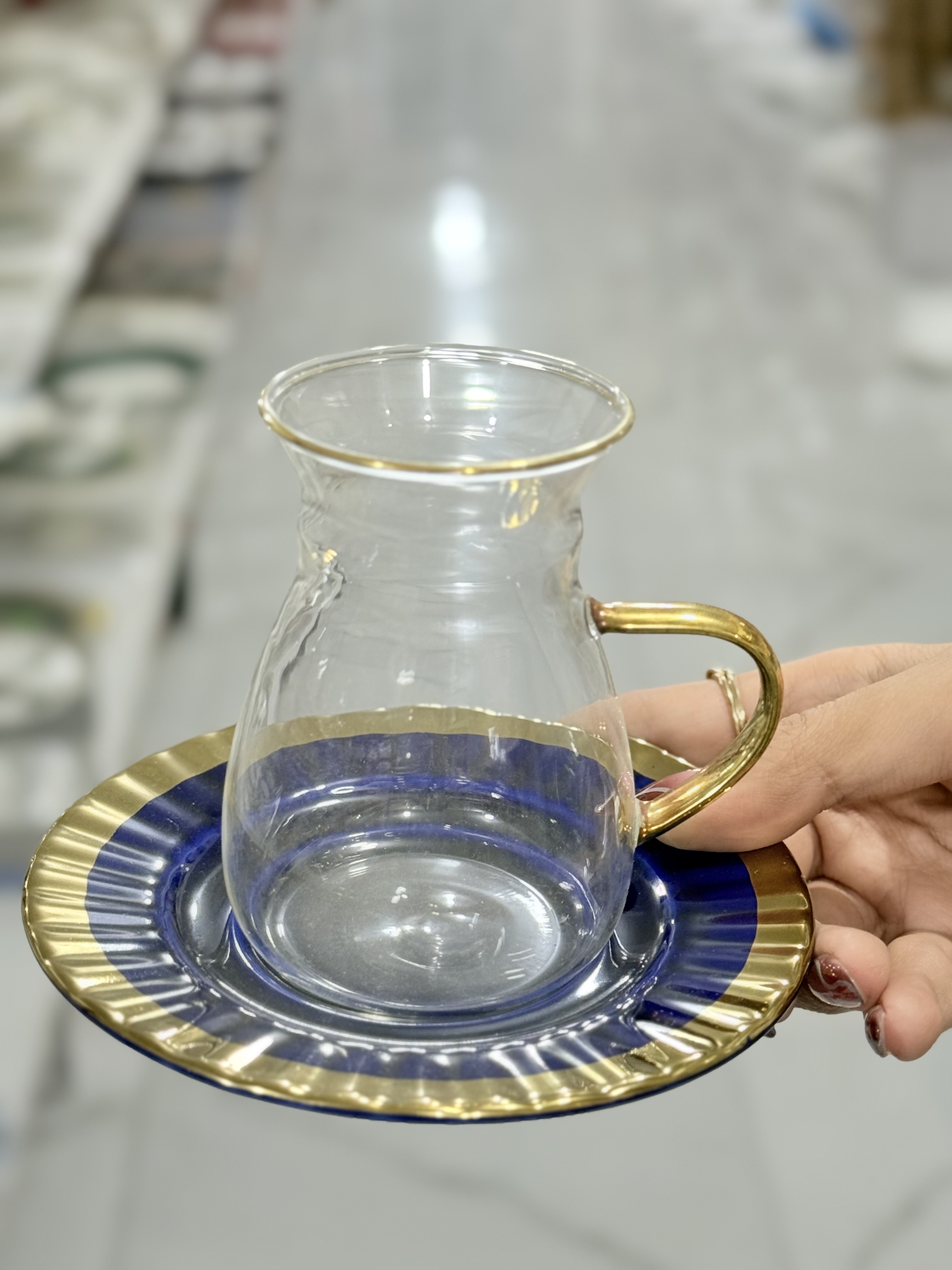 چایخوری بلور شش عددی آنجلا آبی MG223