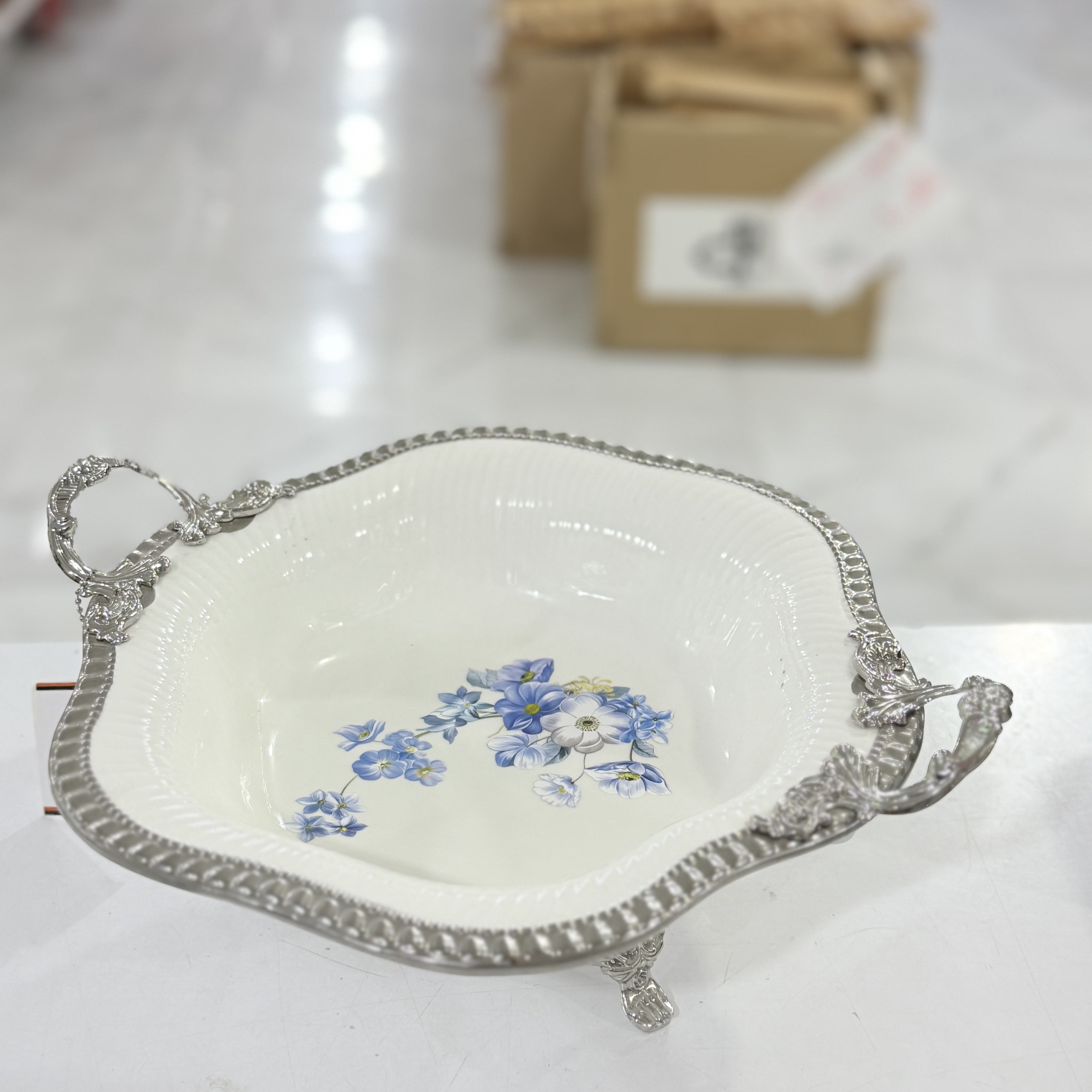 میوه خوری آنجلا نقره ای گلدار Ab48