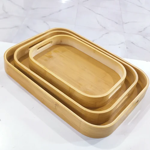 سینی تکی بیضی چوبی بامبو وارداتی