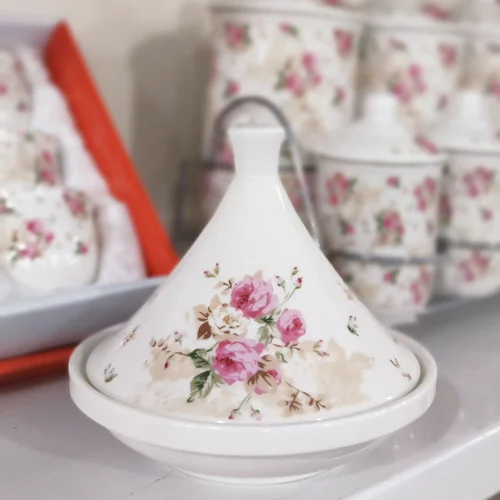 خرماخوری حلوا خوری چینی سولکاسا گلدار صورتی solecasa