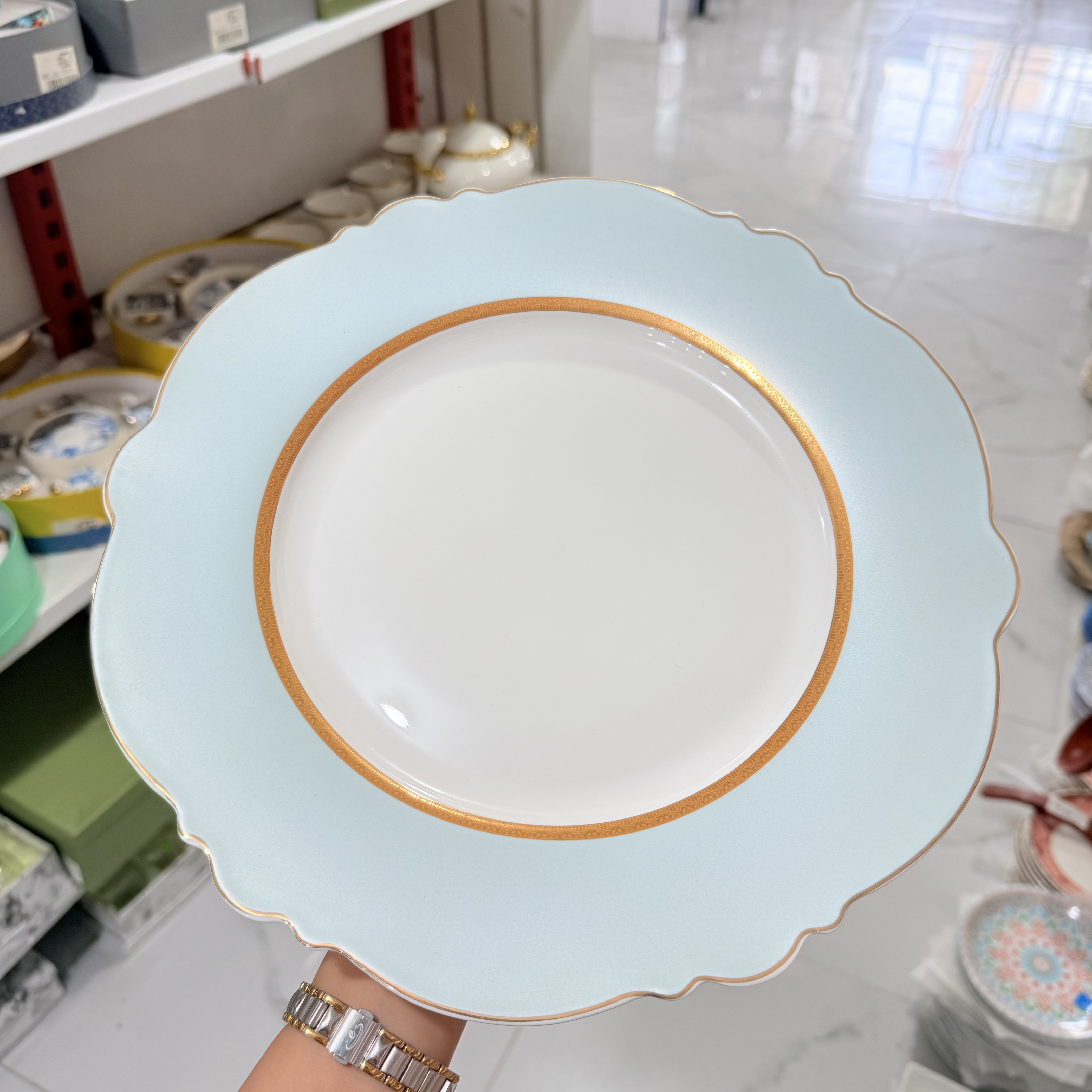 ست دیس گرد سه عددی فیروزه ای لبه دالبری آنجلا مدل RM165