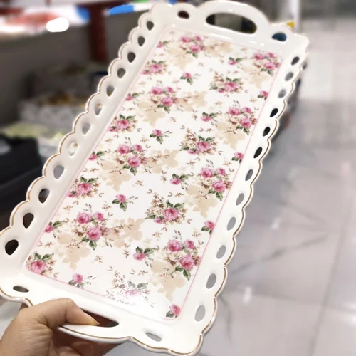 سینی رولت خوری دالبری دسته دار سولکاسا گلدار solecasa