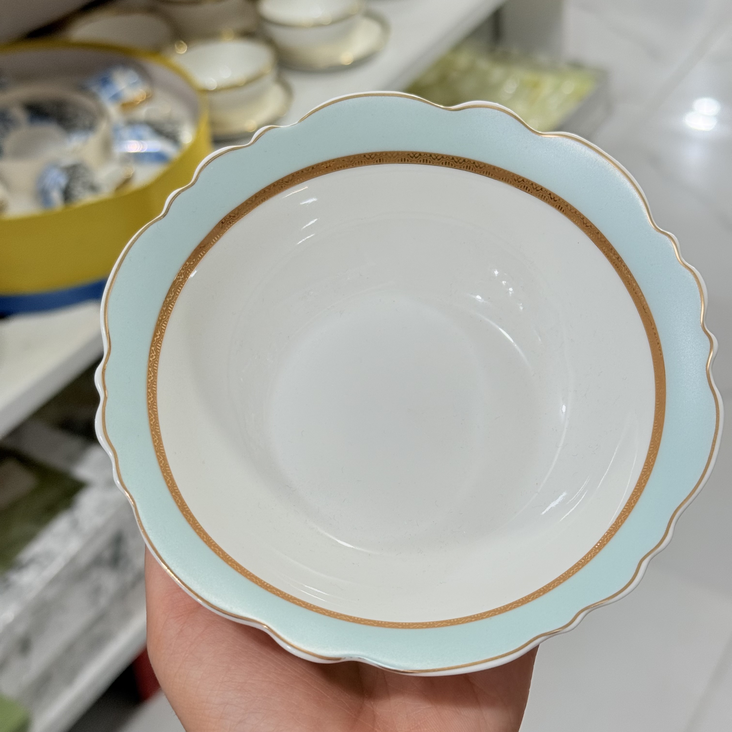 ست کاسه ۶ عددی آنجلا فیروزه ای لبه دالبری RM161